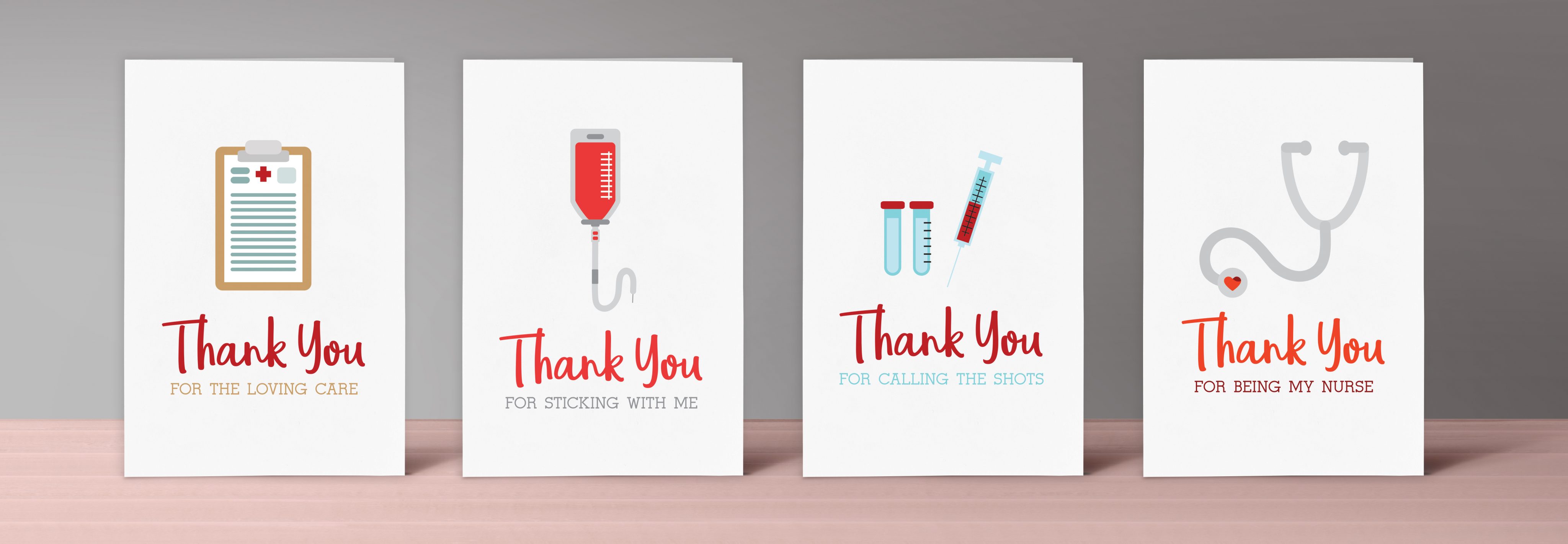 Printable Nurse Thank You Cards - Set of 4 | Nurse/Life/Gear